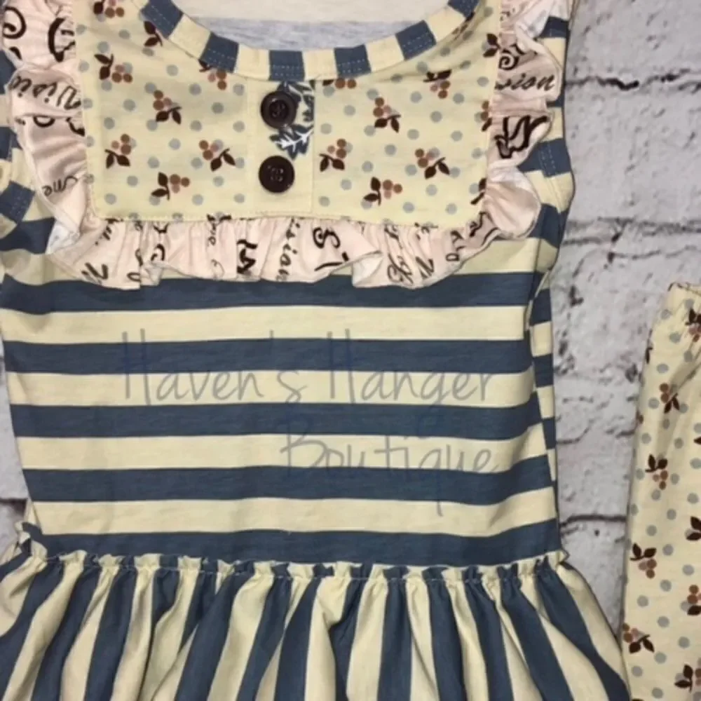 2pc. Stripes & Floral Pant Set #3